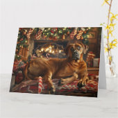 Carte Fête de Noël du chien de Rhodesian Ridgeback (Fleur jaune)