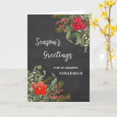 Carte Fête de Noël du collègue rustique (Fleur jaune)