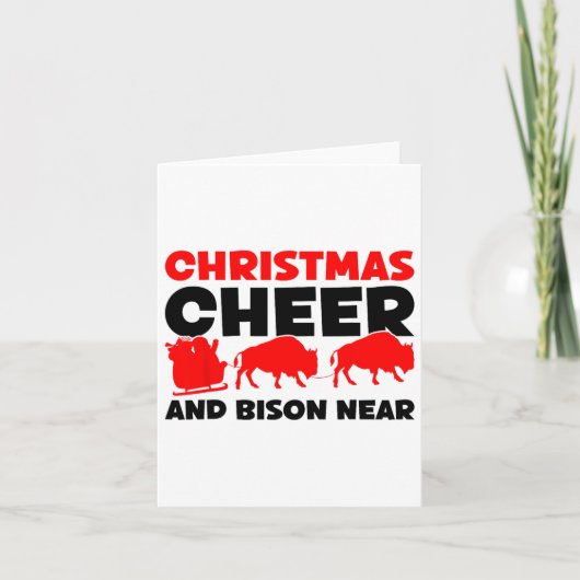Carte Fête De Noël Et Bison Près - Bison Buffalo Xma (Devant)