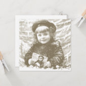 Carte Fête de Noël Fille d'hiver Vintage (Devant/Arrière en situation)