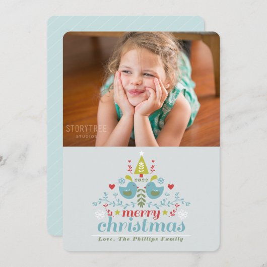 Carte Fête de Noël folk (Devant / Derrière)