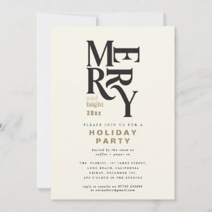 Carte Fête de Noël joyeuse et lumineuse noire et or