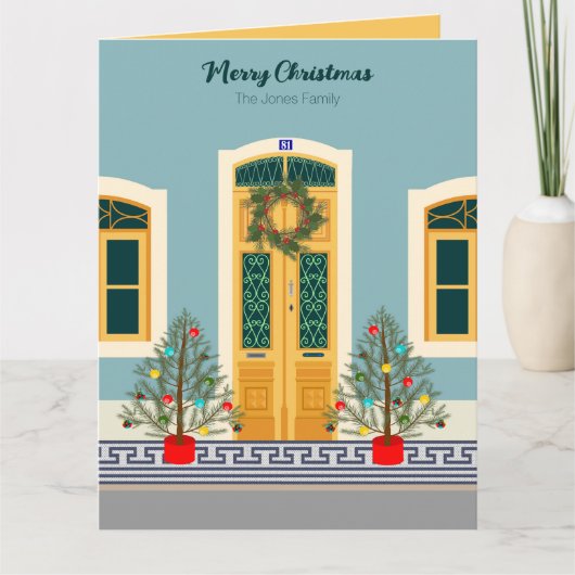 Carte Fête de Noël Portugais Maison (Devant)