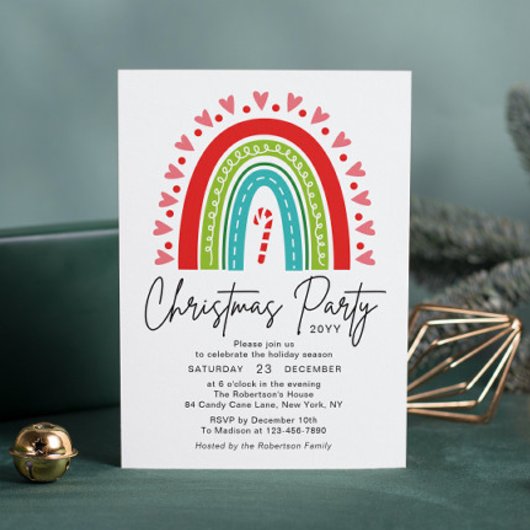 Carte Fête de Noël Rainbow Sucre de canne Coeur