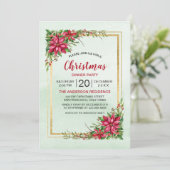 Carte Fête de Noël Rouge Poinsettia Floral Gold Frame (Debout devant)