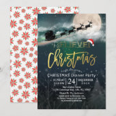 Carte Fête de Noël Santa Hat Reindeer Sleigh (Devant / Derrière)