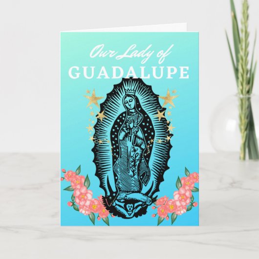 Carte Fête de Notre-Dame de Guadalupe, coupe de bois et  (Devant)