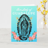 Carte Fête de Notre-Dame de Guadalupe, coupe de bois et (Fleur jaune)