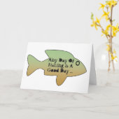 Carte Fête de pêche, gros poisson devant. (Fleur jaune)