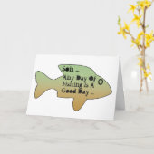 Carte Fête de pêche pour le fils, gros poisson devant. (Fleur jaune)