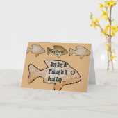 Carte Fête de pêche pour un neveu, 4 poissons devant. (Fleur jaune)