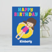 Carte Fête de piscine pour enfants sur mesure été heureu (Debout devant)