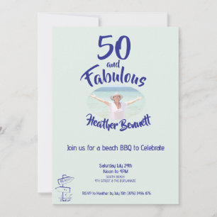 Carte Fête de plage BBQ 50 ans et Fantastique Anniversai