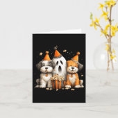 Carte Fête de pop-corn de chiens d'Halloween (Fleur jaune)