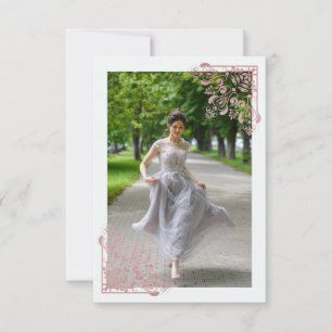 Carte Fête de Quince Ans Espagnol Effet Dentelle Or Rose