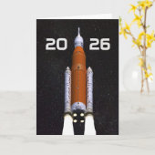 Carte Fête de remise de diplômes de fusée spatiale SLS p (Fleur jaune)