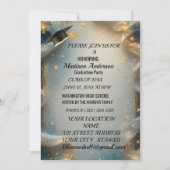 Carte Fête de remise de diplômes Marbre Agate Bleu Or Aq (Devant)