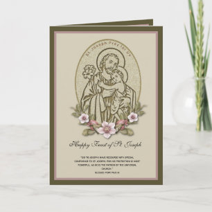 Carte Fête de Saint Joseph et de l'Enfant Jésus Floral 