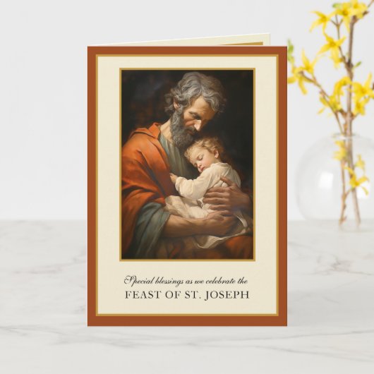 Carte Fête de Saint Joseph Prière Religieuse Jésus (Fleur jaune)