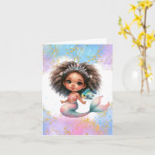 Carte Fête de sirène Splish Splash simple (Fleur jaune)