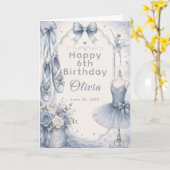 Carte Fête de tutu de ballet bleu (Fleur jaune)