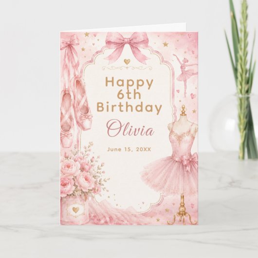 Carte Fête de tutu de ballet rose (Devant)