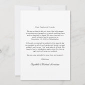 Carte Fête d'Elopement Minimale Plus tard Mariage photo (Dos)