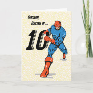 Carte Fête des 10 ans de mon filleul Super-héros