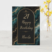 Carte Fête des 21 ans Teal Gold (Fleur jaune)