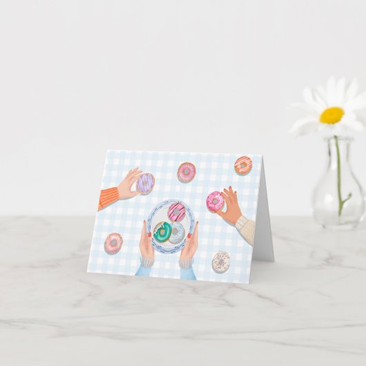 Carte Fête des beignes colorées (Petite plante)