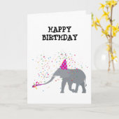 Carte Fête des éléphants - Animaux ayant une fête (Fleur jaune)