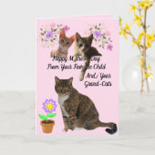 Carte Fête des Fêtes des Enfants et des Petits-Cat (Fleur jaune)