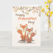 Carte Fête des grands-parents, Renards (Fleur jaune)