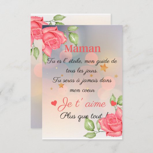 Carte fête des mamans (Devant / Derrière)