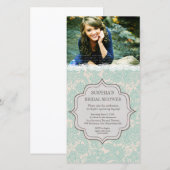 Carte Fête des mariées Aqua Brown dentelle Paisley Invit (Devant / Derrière)