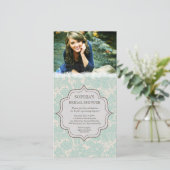 Carte Fête des mariées Aqua Brown dentelle Paisley Invit (Debout devant)