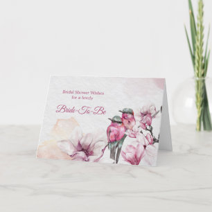 Carte Fête des mariées aux oiseaux de Magnolia rose flor