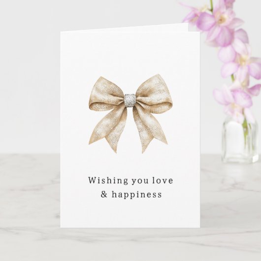 Carte Fête des mariées chic Crème argentée Glam Bow (Orchidée)