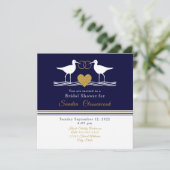 Carte Fête des mariées côtière marine Bécasseau bleu mar (Debout devant)