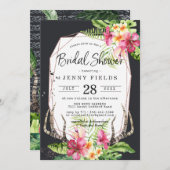 Carte Fête des mariées d'Antler de cerf tropical de Boho (Devant / Derrière)