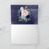 Carte Fête des mariées d'aquarelle bleu marine or Merci (Intérieur)