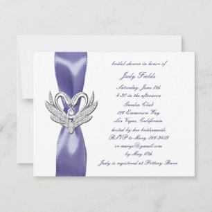 Carte Fête des mariées de cygnes d'argent bleu violet