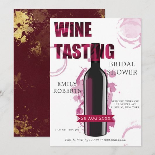 Carte Fête des mariées de dégustation de vins bordelais (Devant / Derrière)