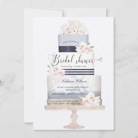 Carte Fête des mariées de gâteau à fleurs nautiques (Devant)