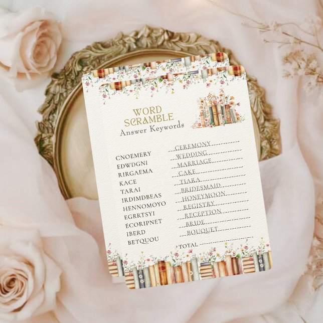 Carte Fête des mariées de livre rustique Mot Scramble Ré (Créateur téléchargé)