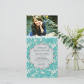 Carte Fête des mariées Dentelle Turquoise Paisley Invita (Debout devant)