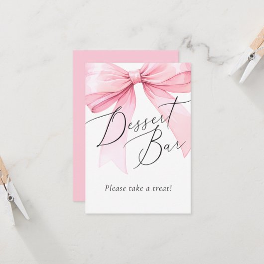 Carte Fête des mariées du bar-dessert Coquette Rose (Devant/Arrière en situation)