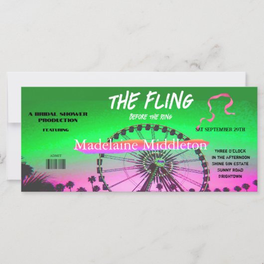 Carte Fête des mariées Festival d'été moderne Fling (Devant)