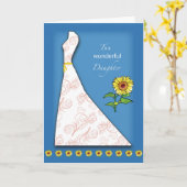 Carte Fête des mariées fille Tournesol sur Bleu (Fleur jaune)