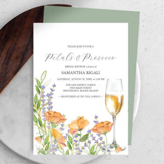 Carte Fête des mariées fleurs sauvages Petals & Prosecco